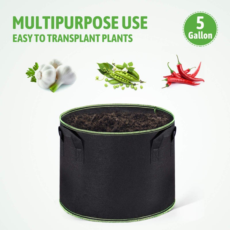 Delxo Garden Grow Bags 5 Gallon 10Pack Reusable Plant Growing Bags Fabric Pots for Planting Vegetable - Image 5